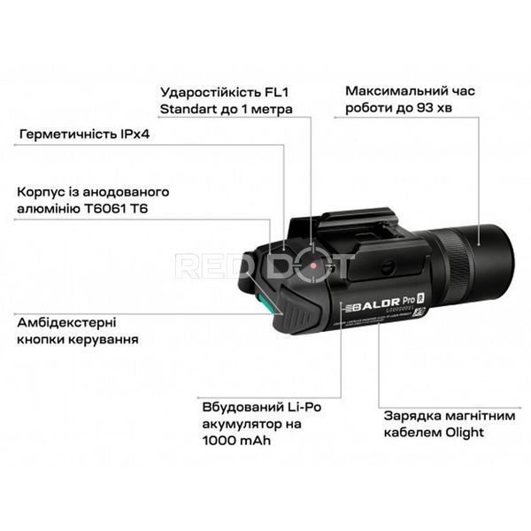 Фонарь с ЛЦВ Olight Baldr Pro R Green Laser Black 02022 фото