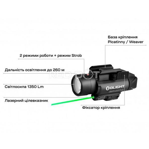 Фонарь с ЛЦВ Olight Baldr Pro Green Laser Black 02023 фото