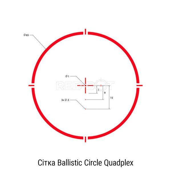 Коліматорний приціл Sig Sauer Optics Romeo4H 1x20mm 1 MOA Ballistic Circle Quadplex 00229 фото