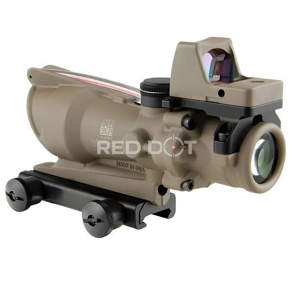 Комплект приціл TRIJICON ACOG 4x32 BAC і RMR 3.25 МОА FDE 11033 фото